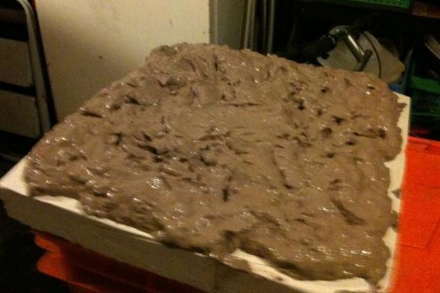 Clay drying out on plaster slab